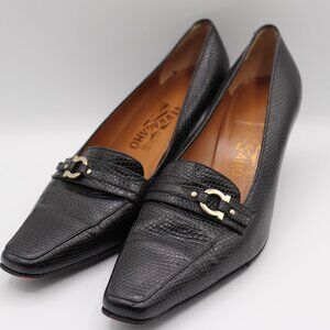 Salvatore Ferragamo Black Miista Leather Pump Heels Size 8-1/2 B